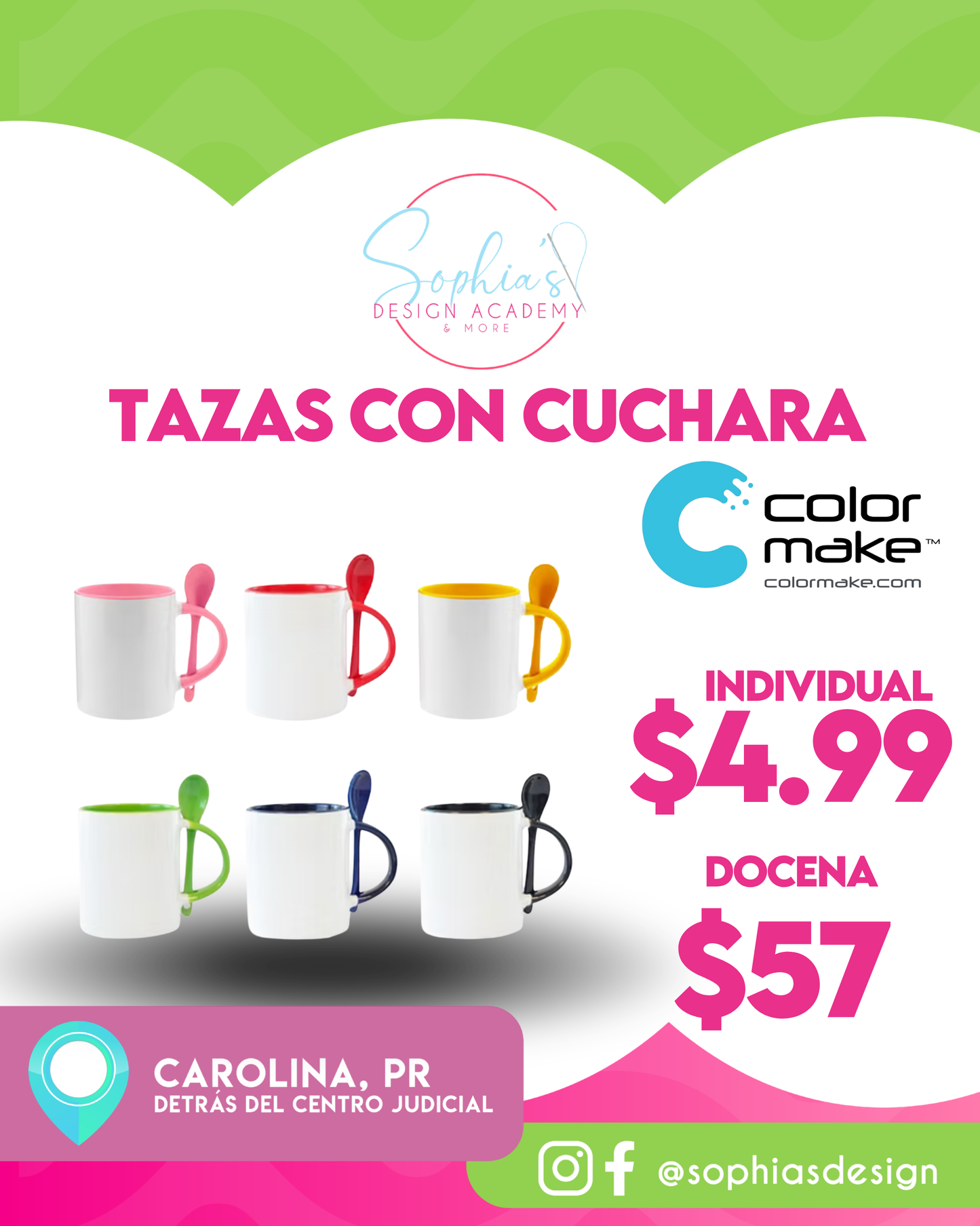 Tazas color make cuchara