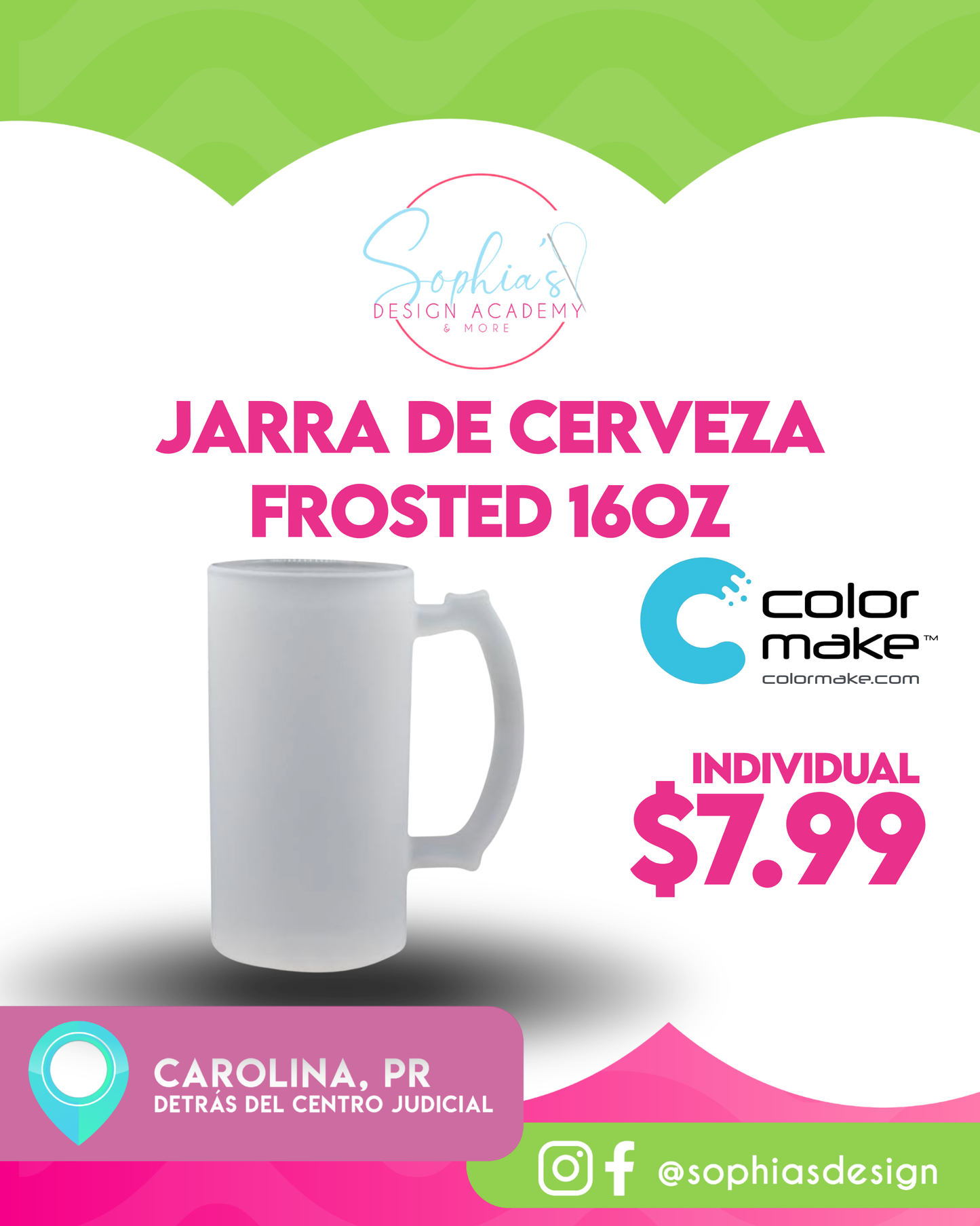 Jarra de cerveza frosted color make